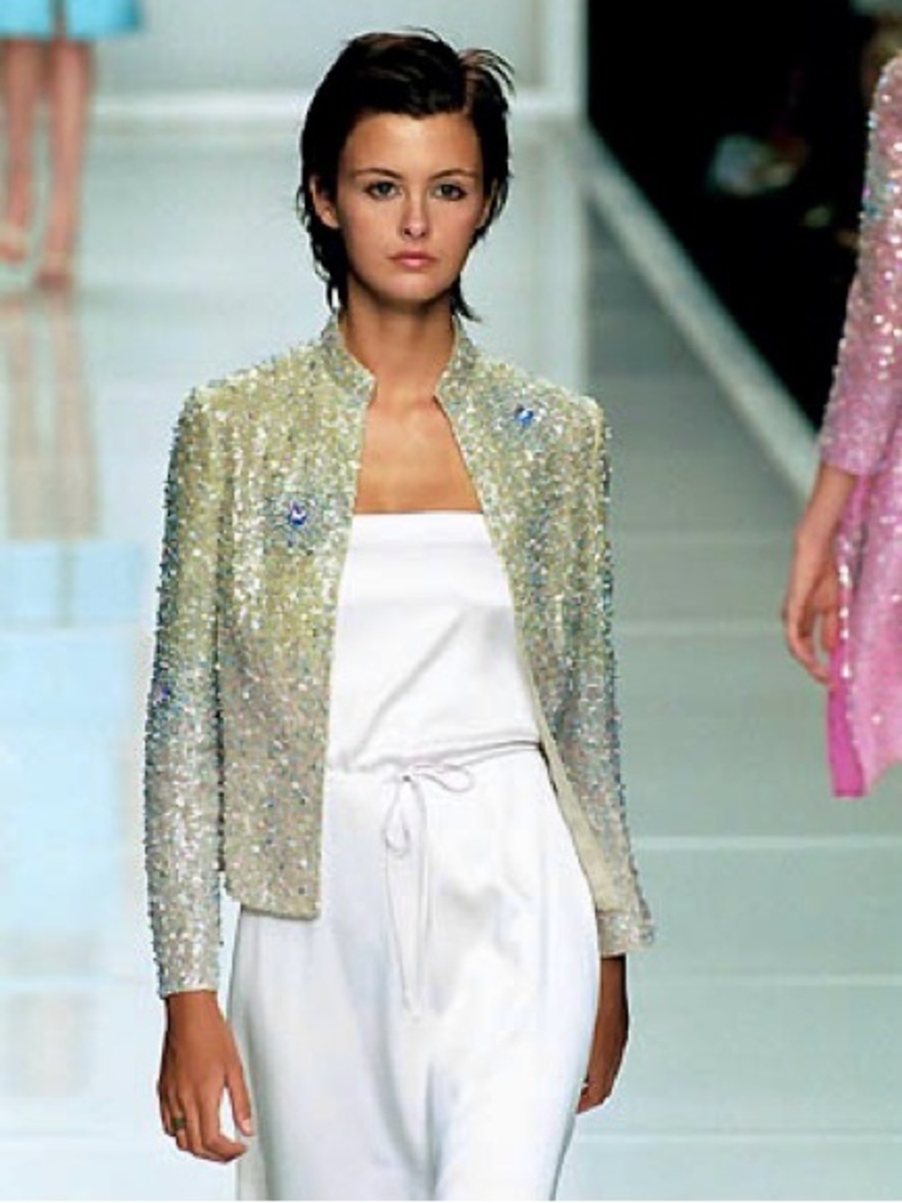 Vintage BADGLEY MISCHKA S/S 2000 Embellished Ombre Burst Jacket + Wide Leg Pants